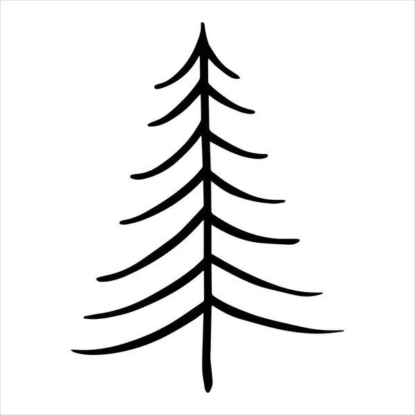 Dessin Vectoriel Dans Style Doodle Arbre Noël Dessin Simple Arbre — Image vectorielle