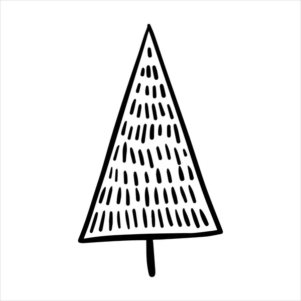 Vektorzeichnung Stil Eines Doodle Weihnachtsbaum Einfache Zeichnung Eines Abstrakten Weihnachtsbaums — Stockvektor