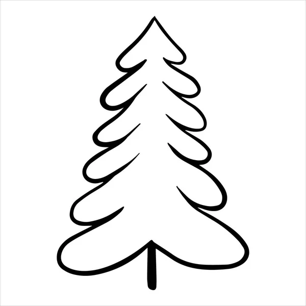 Vektorzeichnung Stil Eines Doodle Weihnachtsbaum Einfache Zeichnung Eines Abstrakten Weihnachtsbaums — Stockvektor
