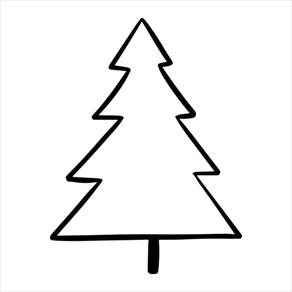 Vector Drawing Style Doodle Christmas Tree Simple Drawing Abstract Christmas — Stock Vector