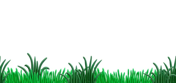 Бесшовная Граница Иллюстрация Пластилина Зеленая Трава Газоны Кусты Пластилиновый Пейзаж — стоковое фото