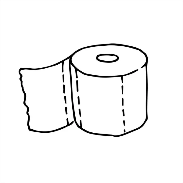 Illustrazione Vettoriale Disegno Stile Doodle Rotolo Carta Igienica Prodotti Igiene — Vettoriale Stock