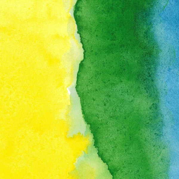 Žlutozelená Modrá Abstraktní Akvarel Mrtvice Stripes Barevné Umělecké Pozadí Pro — Stock fotografie