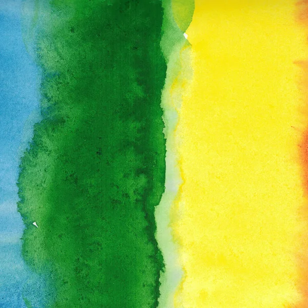 Żółty Zielony Niebieski Abstrakcyjny Akwarela Uderzenia Paski Kolorowe Tło Artystyczne — Zdjęcie stockowe
