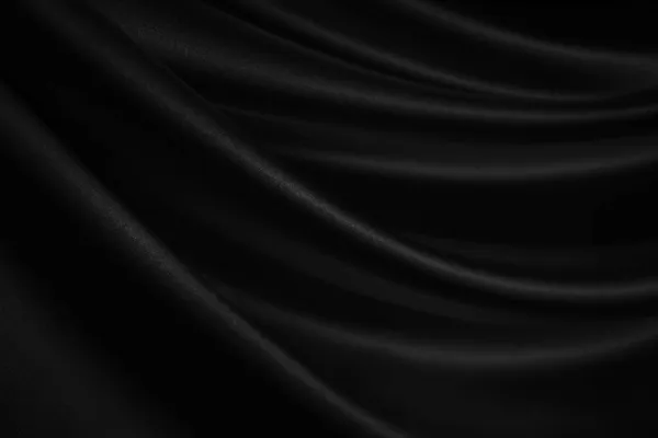 Satin Soie Noir Pliures Douces Ondulées Surface Tissu Luxueux Fond Images De Stock Libres De Droits
