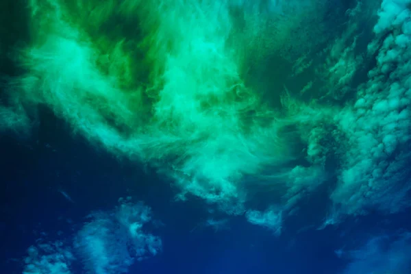 Тоноване Небо Зелені Хмари Блакитному Небі Тло Дизайну Чарівна Фантастична — стокове фото