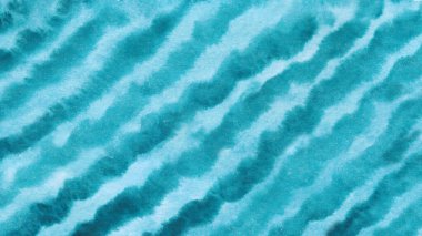 Dalgalı çizgili turkuaz yeşil suluboya deseni. Soyut su yüzeyi. Akış. Sanatsal arkaplan, tasarım için arkaplan.