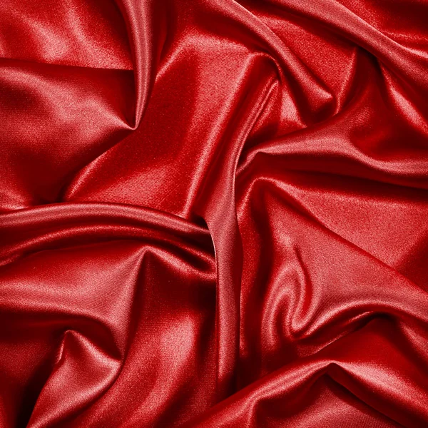 Satén Seda Rojo Brillante Pliegues Superficie Tela Brillante Hermoso Fondo —  Fotos de Stock