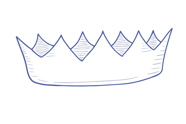 Vektorillustration Einer Krone Auf Weißem Hintergrund Kronenskizze Gekritzel — Stockvektor