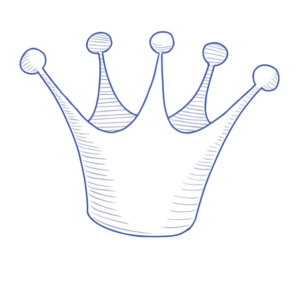 Χειροποίητο Στέμμα Στυλ Doodle Vector Crown Σκίτσο Απομονώνονται Λευκό Φόντο — Διανυσματικό Αρχείο