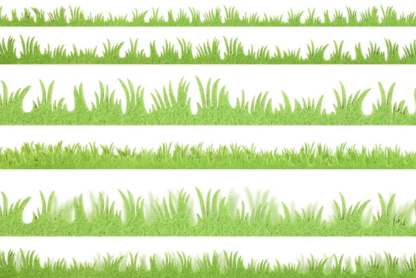 Plastic green grass in different size and gorup — Stock Photo, Image