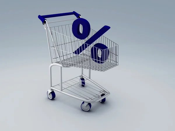 Shopping cart and percent sign — Stock Photo, Image