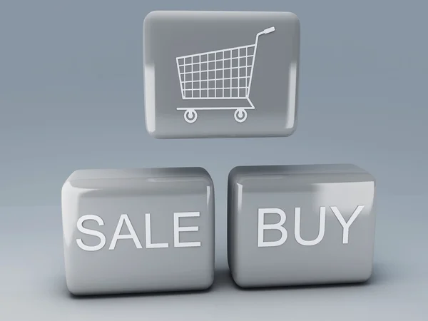 Prodej a nákup tlačítko — Stock fotografie