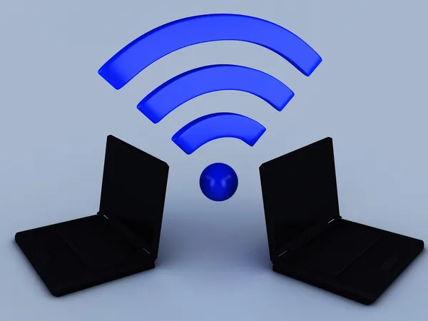Red Wifi y portátil —  Fotos de Stock