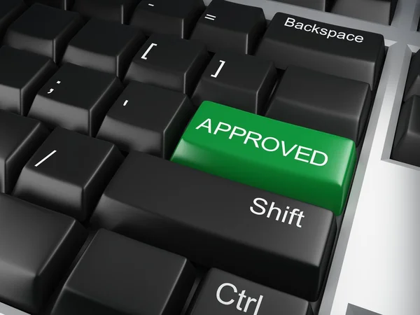 Keyboard with approved button — Stock Photo, Image