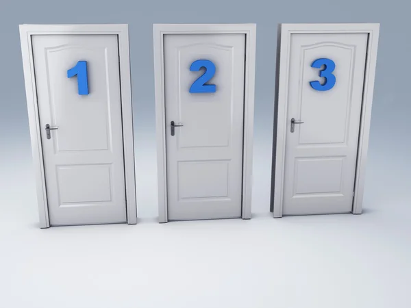 Три двери, концепция выбора — стоковое фото