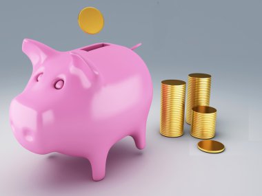 altın sikke ile Piggy banka