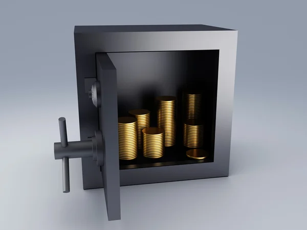 Caja de seguridad de acero y oro — Foto de Stock