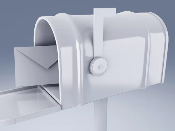 Bílá poštovní schránka s písmenem — Stock fotografie