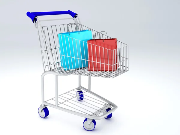 Shopping carts full of shopping bags — Stock Photo, Image