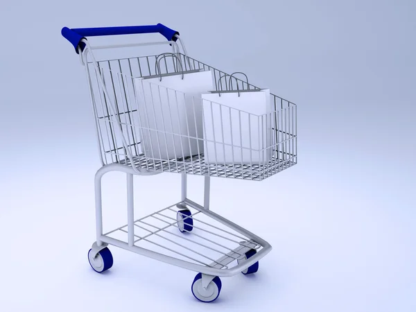 Shopping carts full of shopping bags — Stock Photo, Image