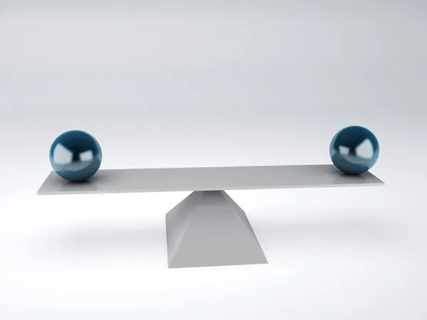 Esferas azules en equilibrio. Concepto de equilibrio — Foto de Stock