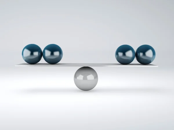 Esferas azuis em equilíbrio. Conceito de equilíbrio — Fotografia de Stock