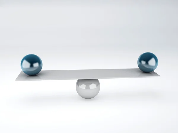 Blue spheres in equilibrium. Balance concept. isolated white — Stock Photo, Image