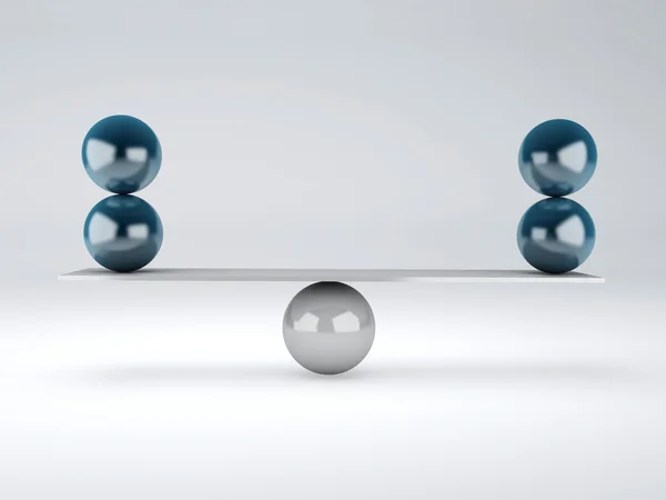 Blue spheres in equilibrium. Balance concept — Stock Photo, Image