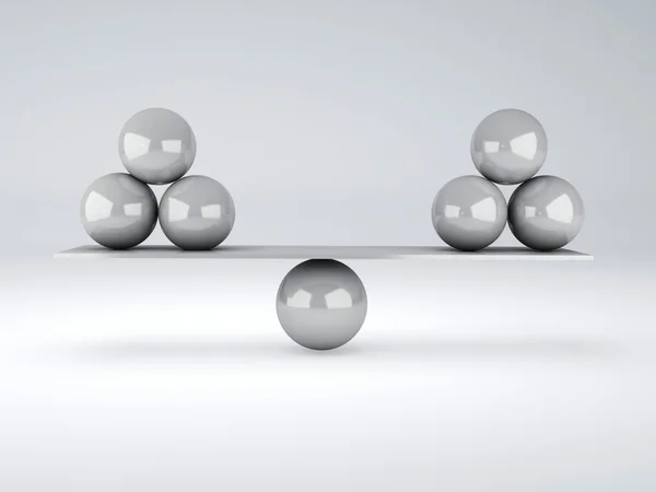 Esferas brancas em equilíbrio. Conceito de equilíbrio — Fotografia de Stock