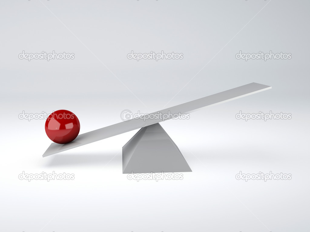  red  sphere. Balance concept