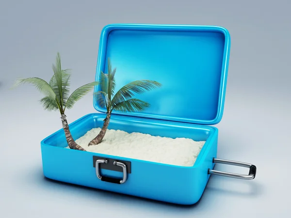 Utazás a bőröndöt. tengerparti nyaralás — Stock Fotó