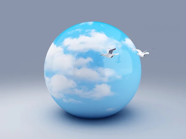 Esfera céu azul 3d — Fotografia de Stock