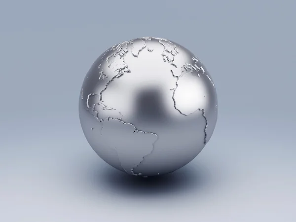 Mondo metallico globo 3d — Foto Stock