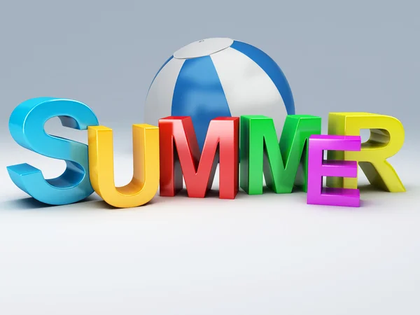 Wort Sommer mit buntem Buchstaben 3D-Illustration — Stockfoto