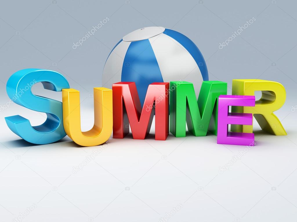 word summer with colourful letter 3D Illustration  