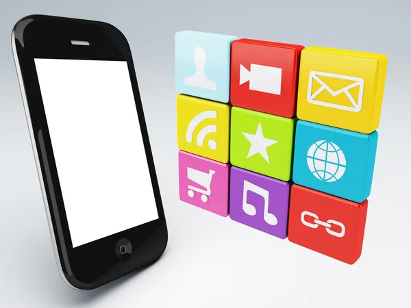 3d mobile phone app wifi — Stock Photo, Image