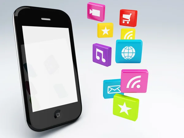 3d mobile phone app wifi — Stock Photo, Image