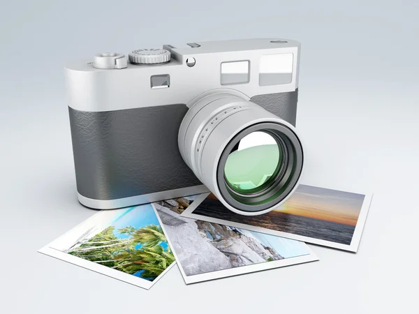 Retro camera with Photos 3d — Stock Photo, Image