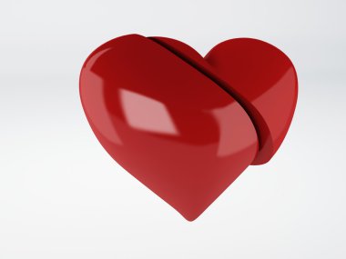 Kırmızı kırık kalp om beyaz arka plan
