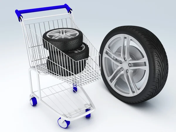 Shopping cart with wheels — Stock Photo, Image