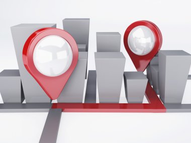 a város a mutató megjelenítése. GPS-koncepció