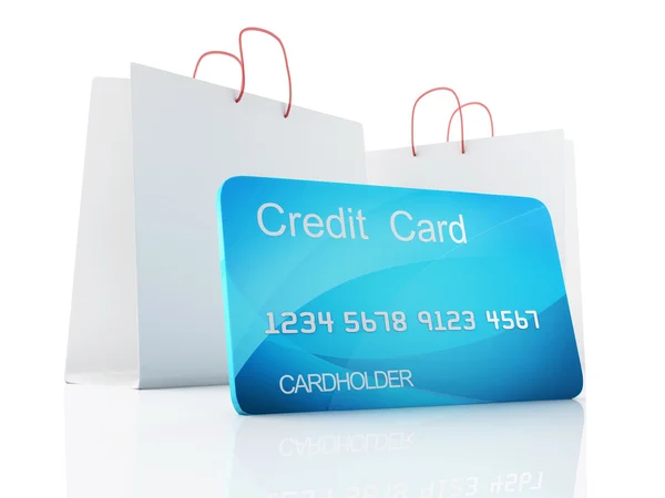 Carrinho de crédito 3d. conceito de compras — Fotografia de Stock
