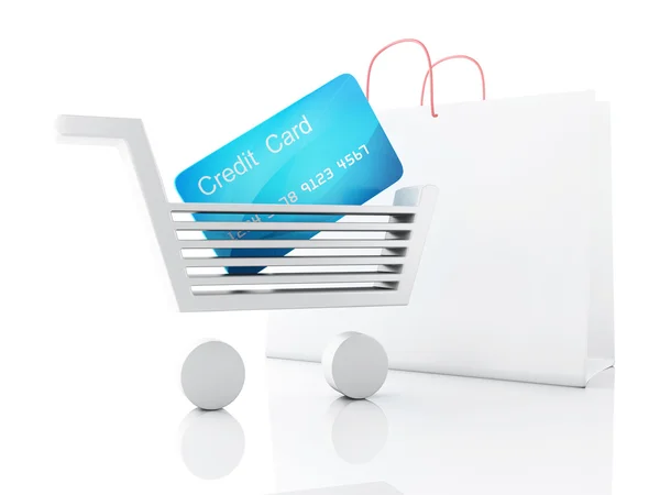 Chariot de crédit 3d. concept de shopping — Photo