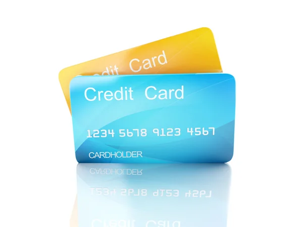 Carrinho de crédito 3d em fundo branco — Fotografia de Stock