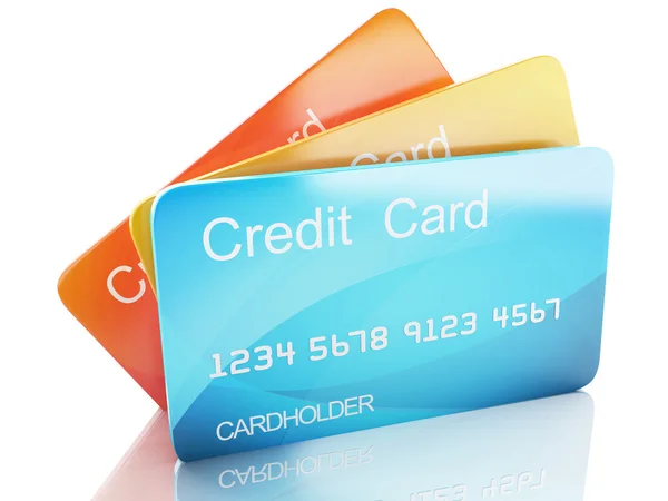 白色背景上的 3d 信用卡付帐。 — 图库照片