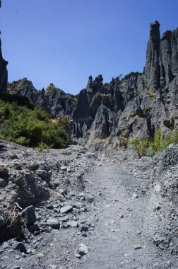 Putangirua Tepeleri 'nin taş gökdelenleri. Kuzey Adası, Yeni Zelanda