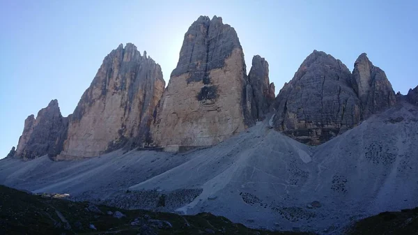 Tre Cime Lavaredo Італійських Доломітах Однією Найвідоміших Гірських Груп Альпах — стокове фото