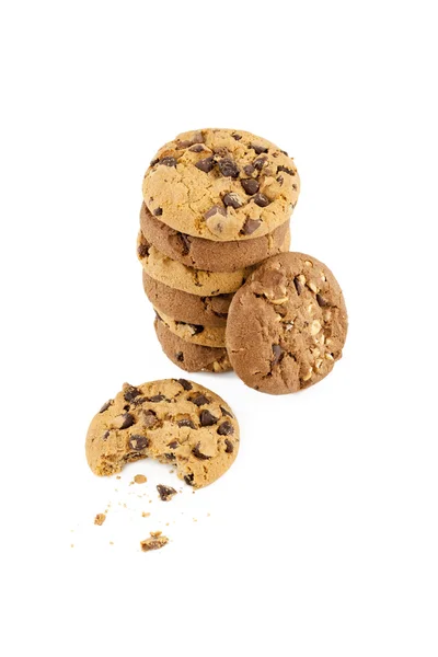 Chocolate chip cookies på en bunt — Stockfoto