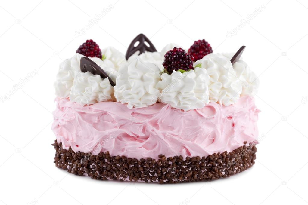 Cake with raspberries